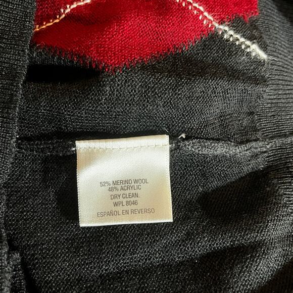 INC International Concepts Merino Wool Sweater Mens Size XL‎ Black Argyle Blend - Picture 7 of 9